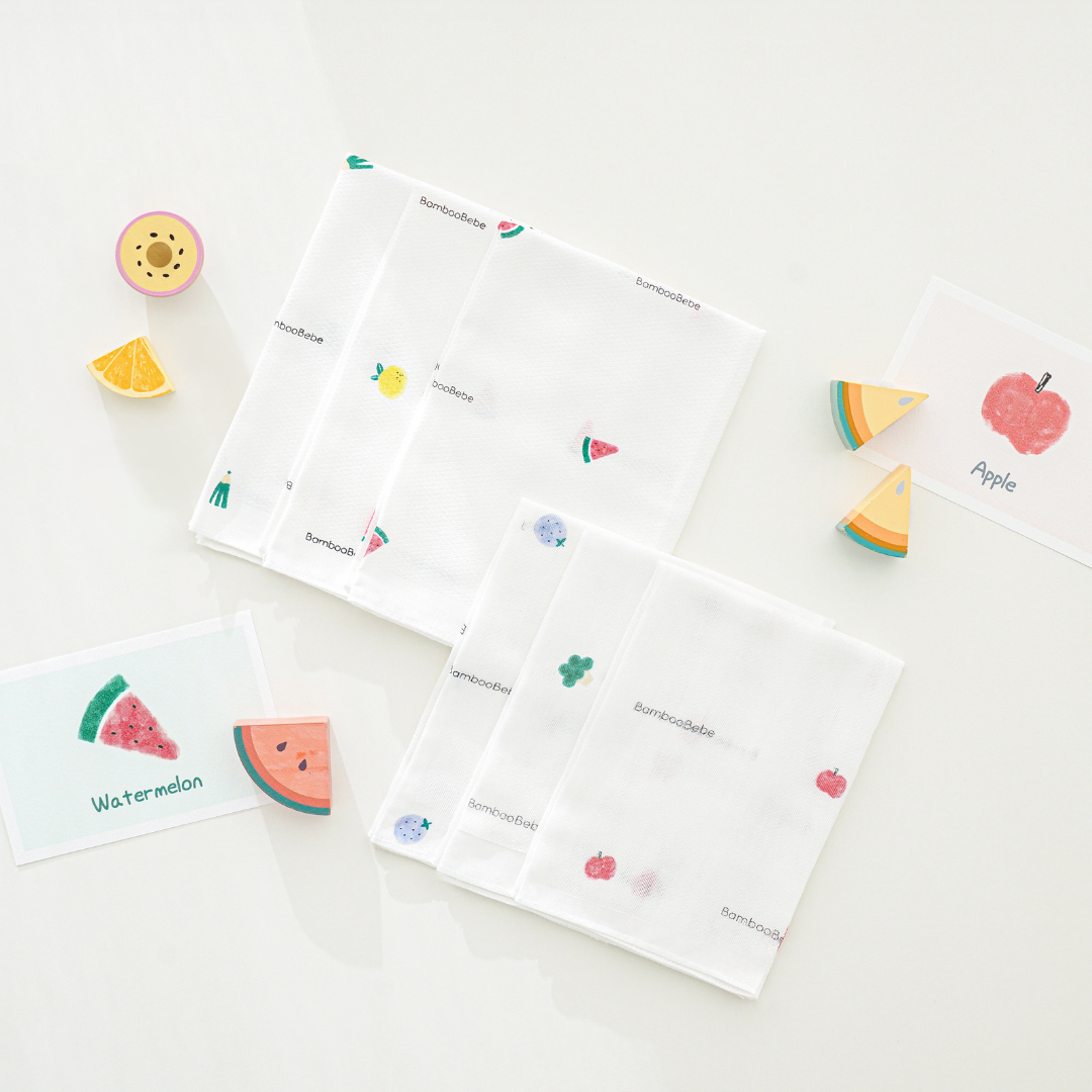 밤부베베 Bamboobebe Signature Gauze Handkerchief Yummy Veggie (6 pcs)