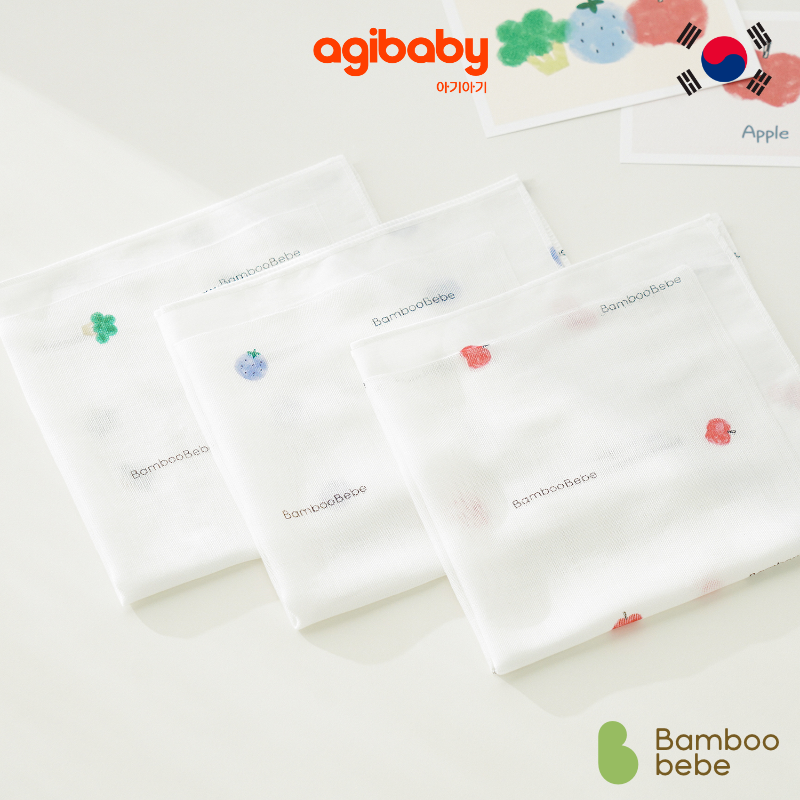 밤부베베 Bamboobebe Signature Gauze Handkerchief Yummy Veggie (6 pcs)