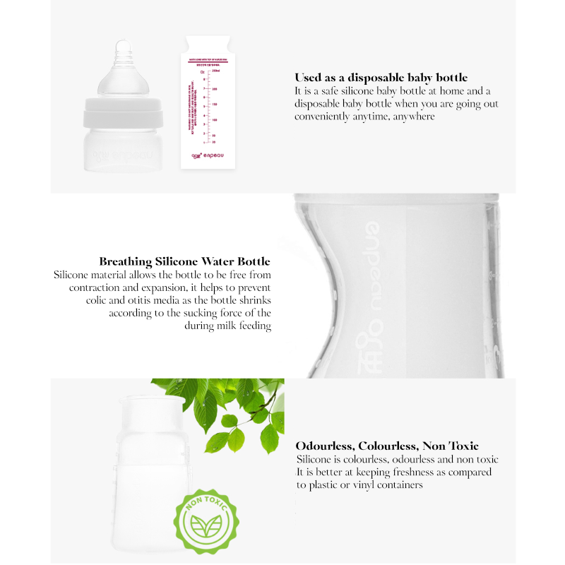 Enpeau Silicone Baby Bottles and Teats (FDA Approved)