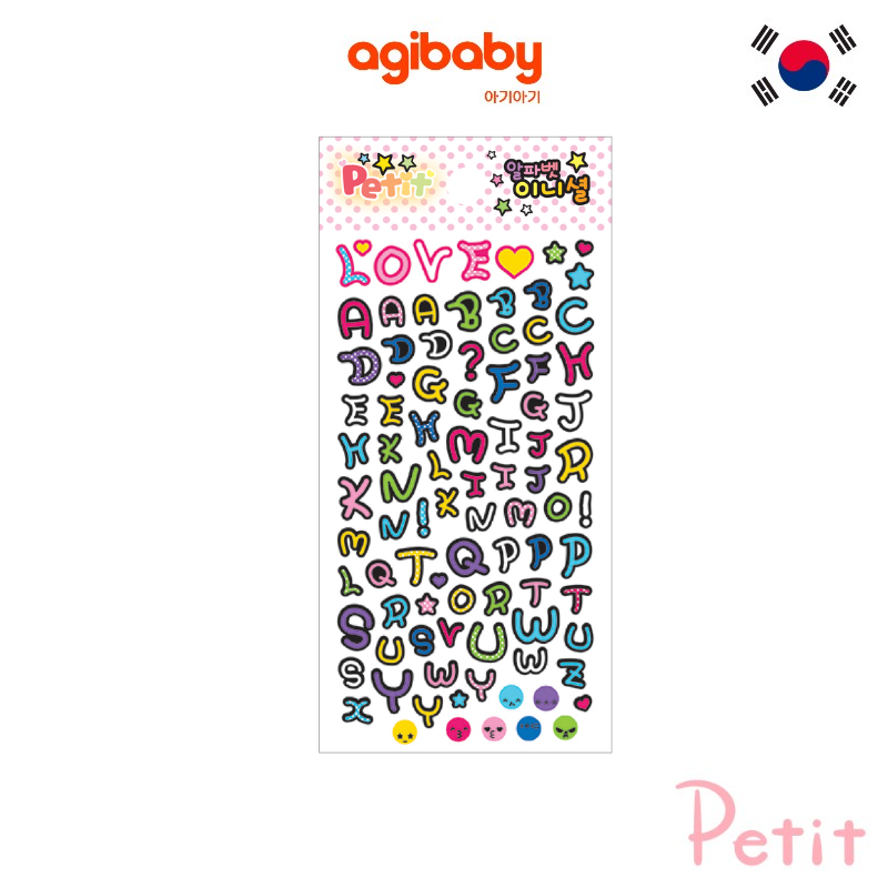 Petit Fancy BLack Line Alphabets Sticker Embossed (DA-5694)